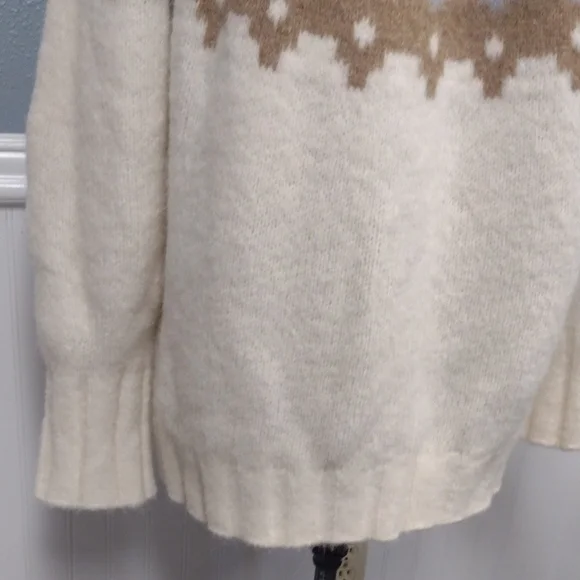 NEWBanana Republic51% Alpaca Cream Turtleneck Bosque Oversized Fair Isle Sweater - Picture 6 of 13